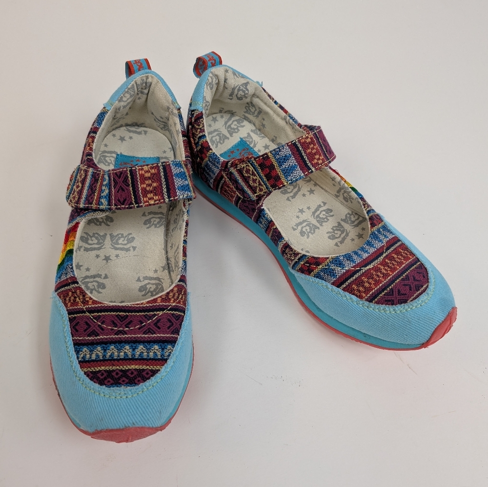 Tigerbear Republik Velcro Rainbow Knit Mary Jane Shoes Size 7.5-8